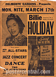 Billie Holiday at delmonte gardens concert poster